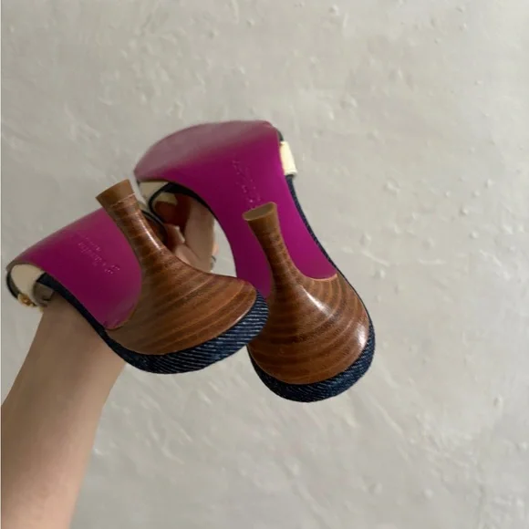 Christian Lacroix Black and White Polka Dot Kitten Heel Mules - Picture 8 of 9